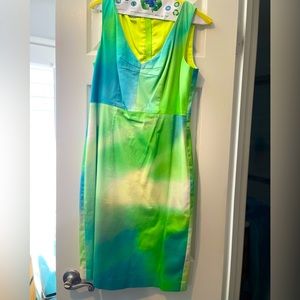 Multi colored business dress Orange Zipper